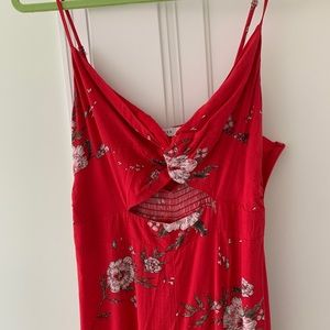 Red floral jumpsuit